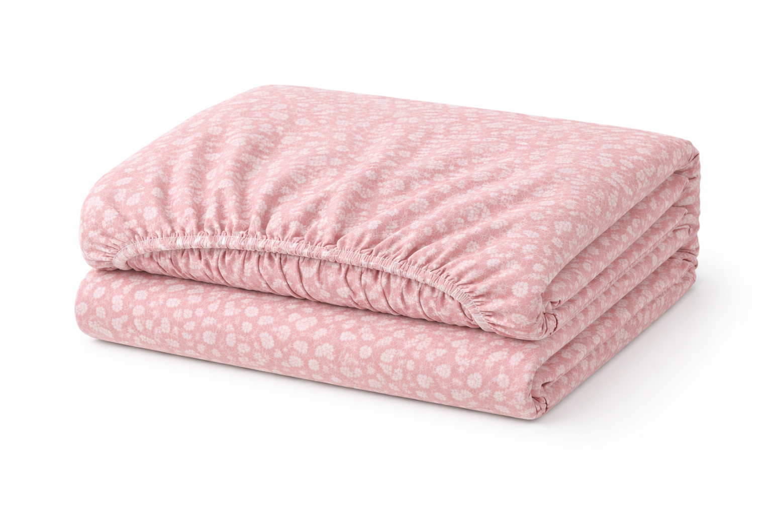 Простирадло на гумці ранфорс принт "Дрібні квіти на рожевому"