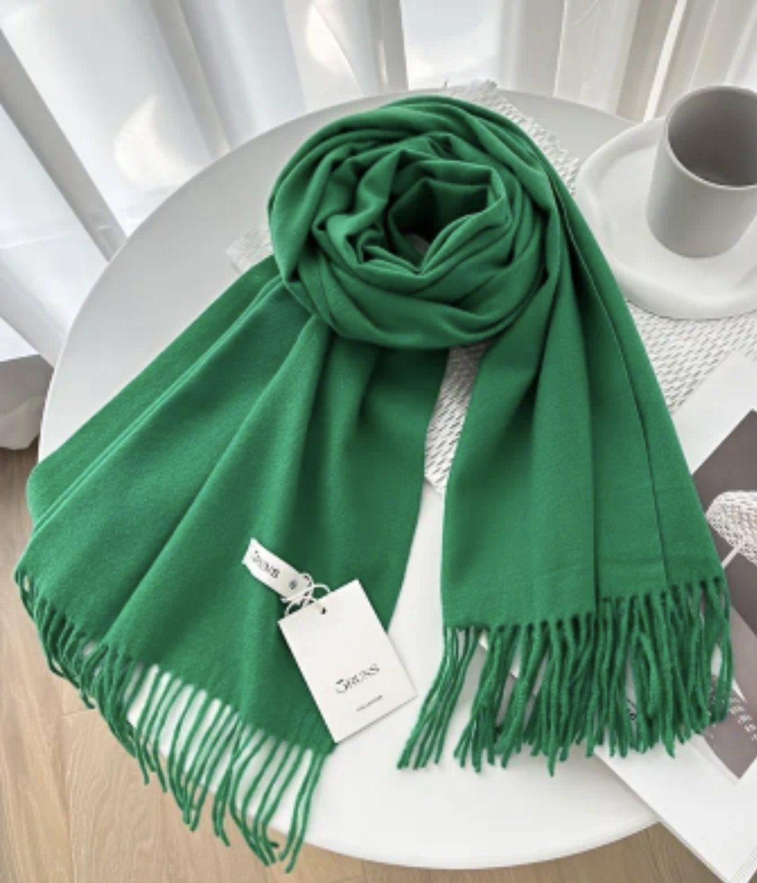 Палантин кашемір зелений