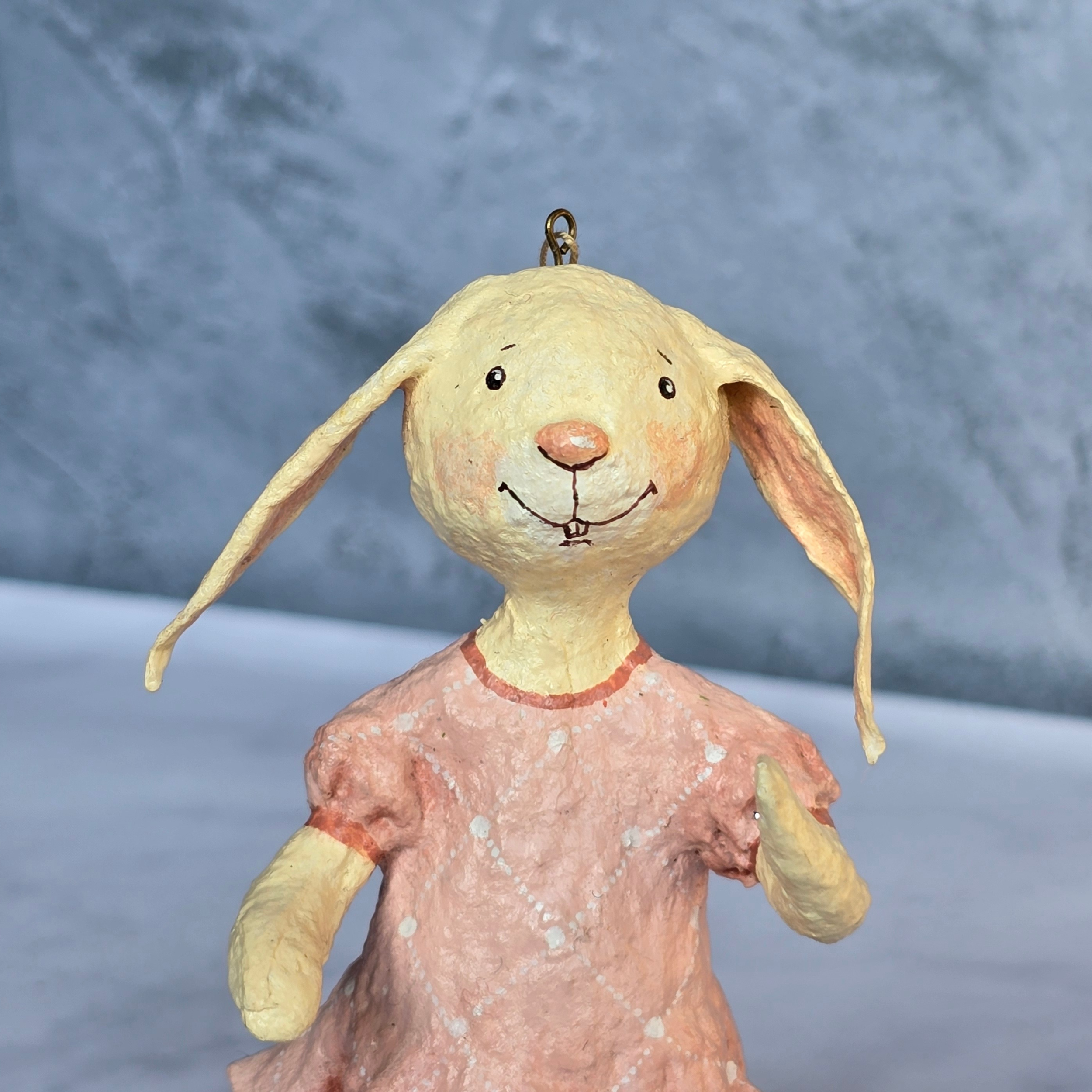 Collectable Cotton ornament Rabbit in pink dress