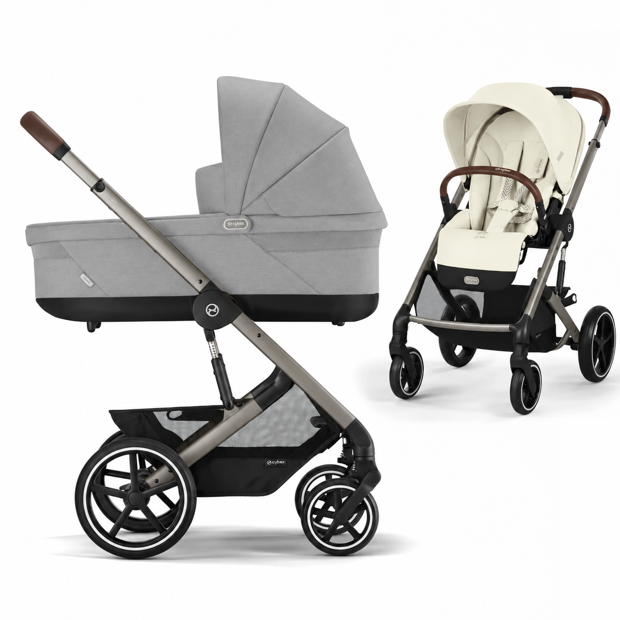 Коляска 2в1 Cybex Balios S Lux Stone Grey+Seashell Beige