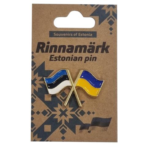 Пін. Українській і естонський прапори