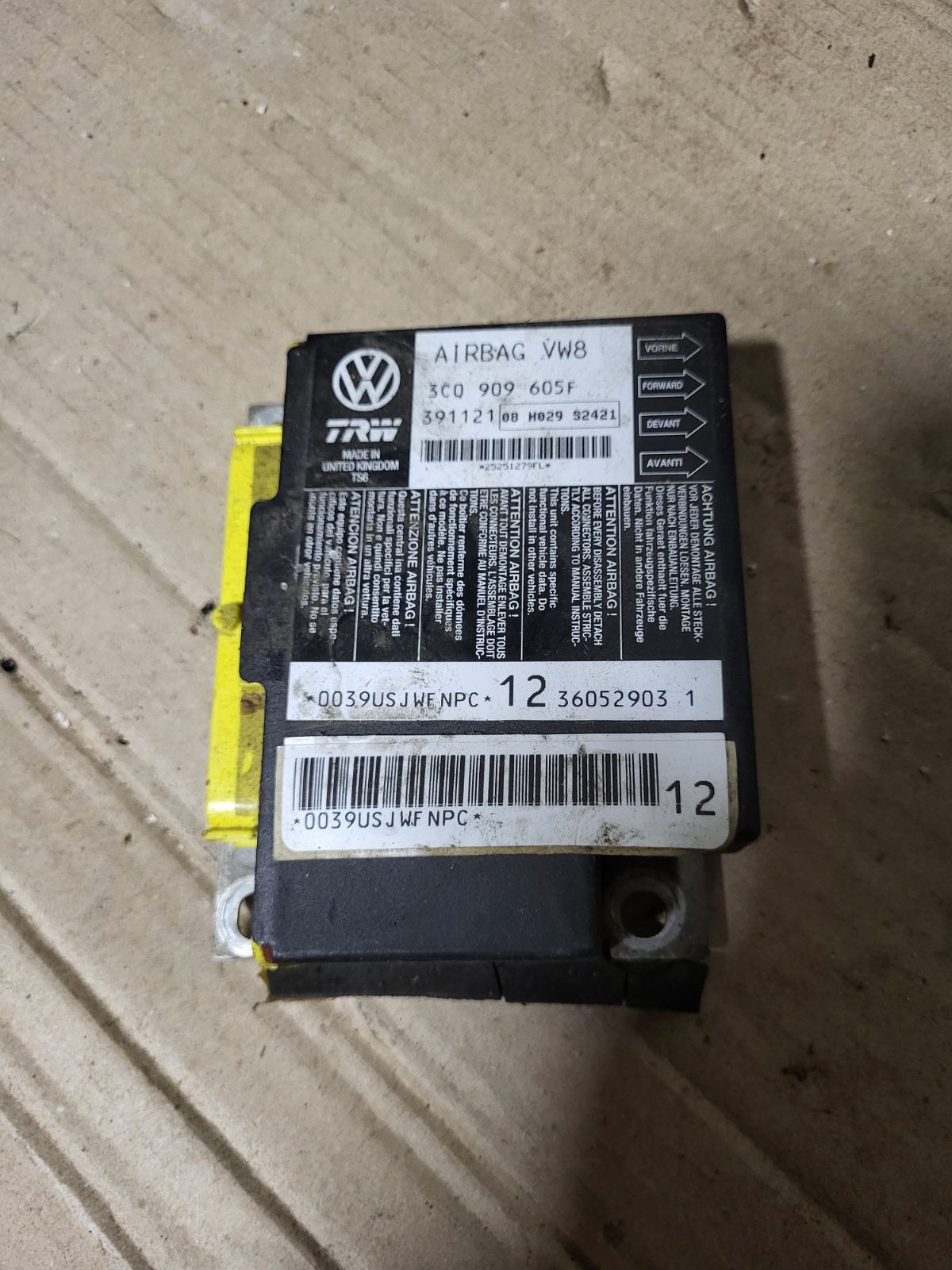 Блок керування подушок AIR BAG VW Passat B6