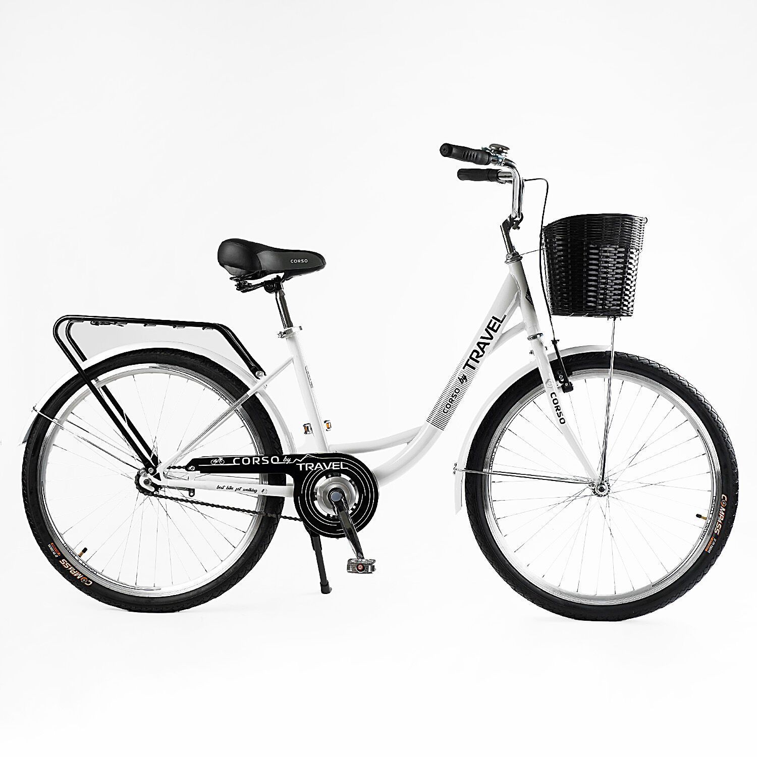 Велосипед міський Corso «TRAVEL» 26`` TL-26309 + КОШИК (1) одношвидкісний, сталева рама 16.5``, корзина, багажник