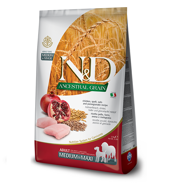 Фарміна дог сух N&D Low Grain CHICKEN & POMEGRANATE ADULT MEDIUM & MAXI 2,5 kg 36230