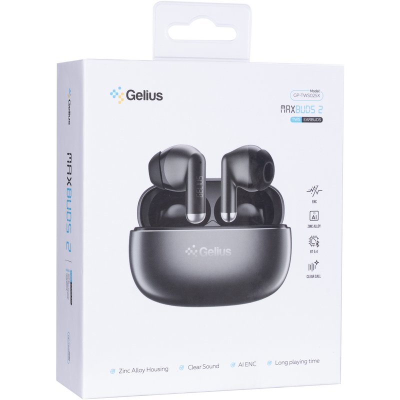 Бездротові навушники TWS Gelius MaxBuds 2 GP-TWS025X Gun Metal