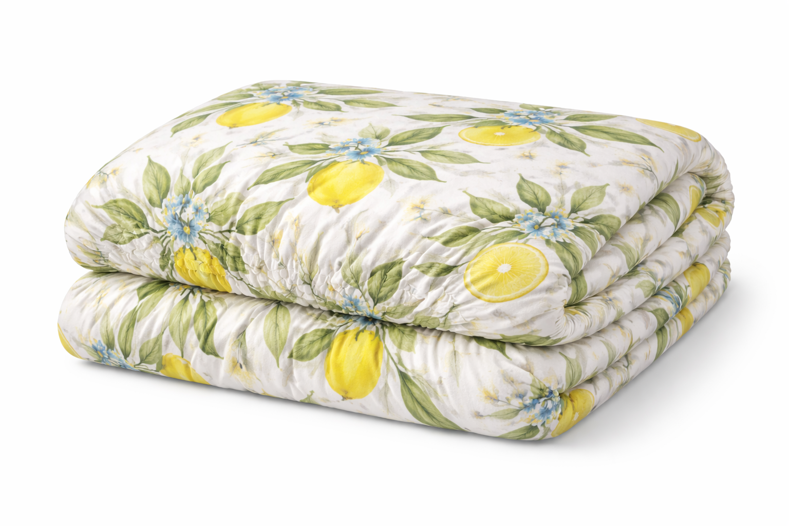 Дитяче простирадло га гумці ранфорс принт "Лимони з листям "