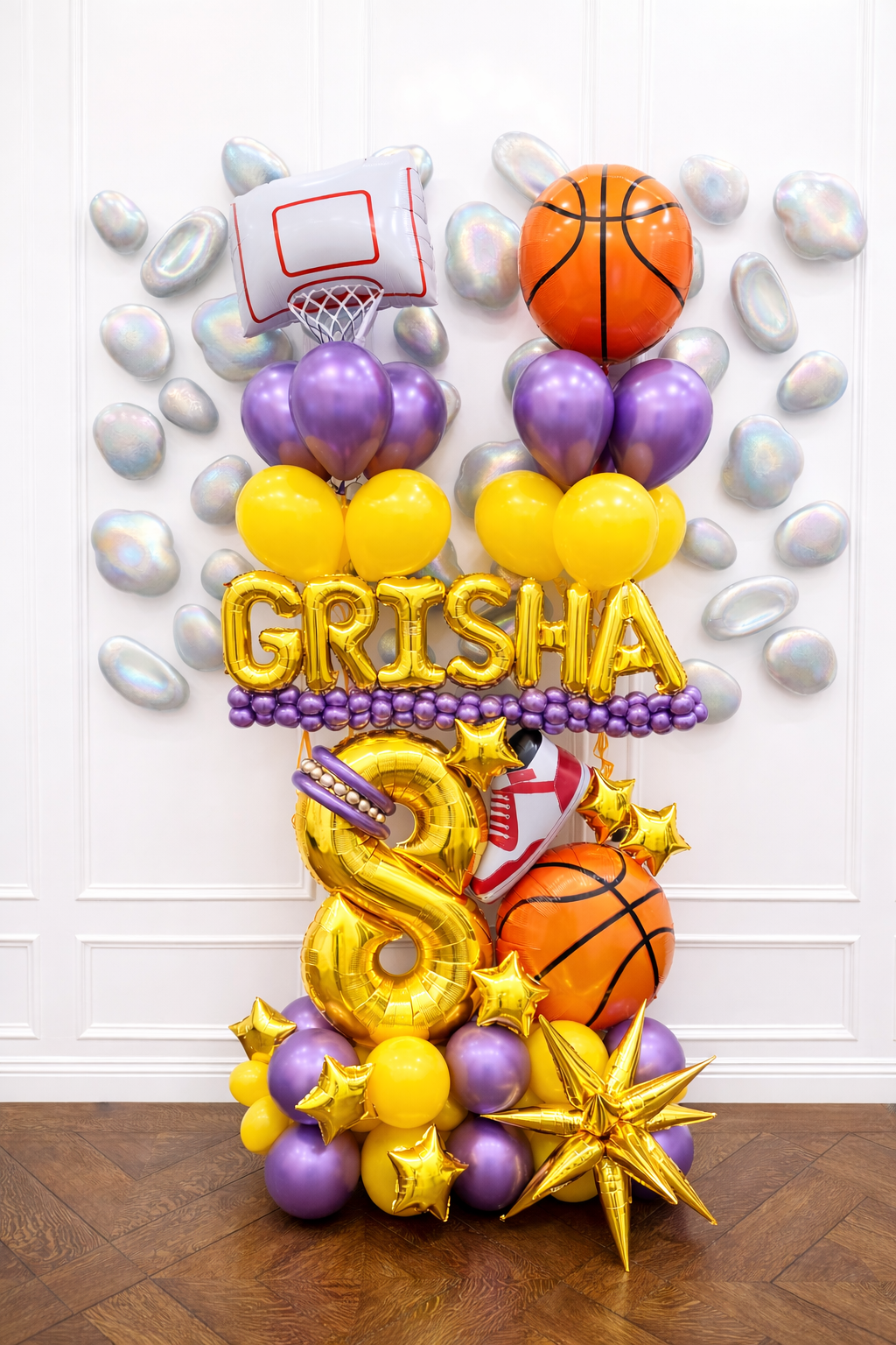 Lakers Basketball Number Balloon Arrangement