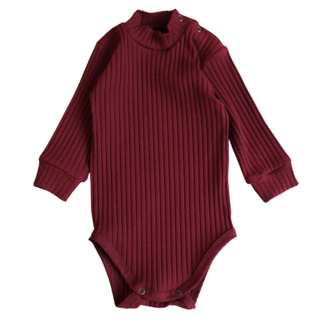 Дитячий боді гольф вишневий в рубчик