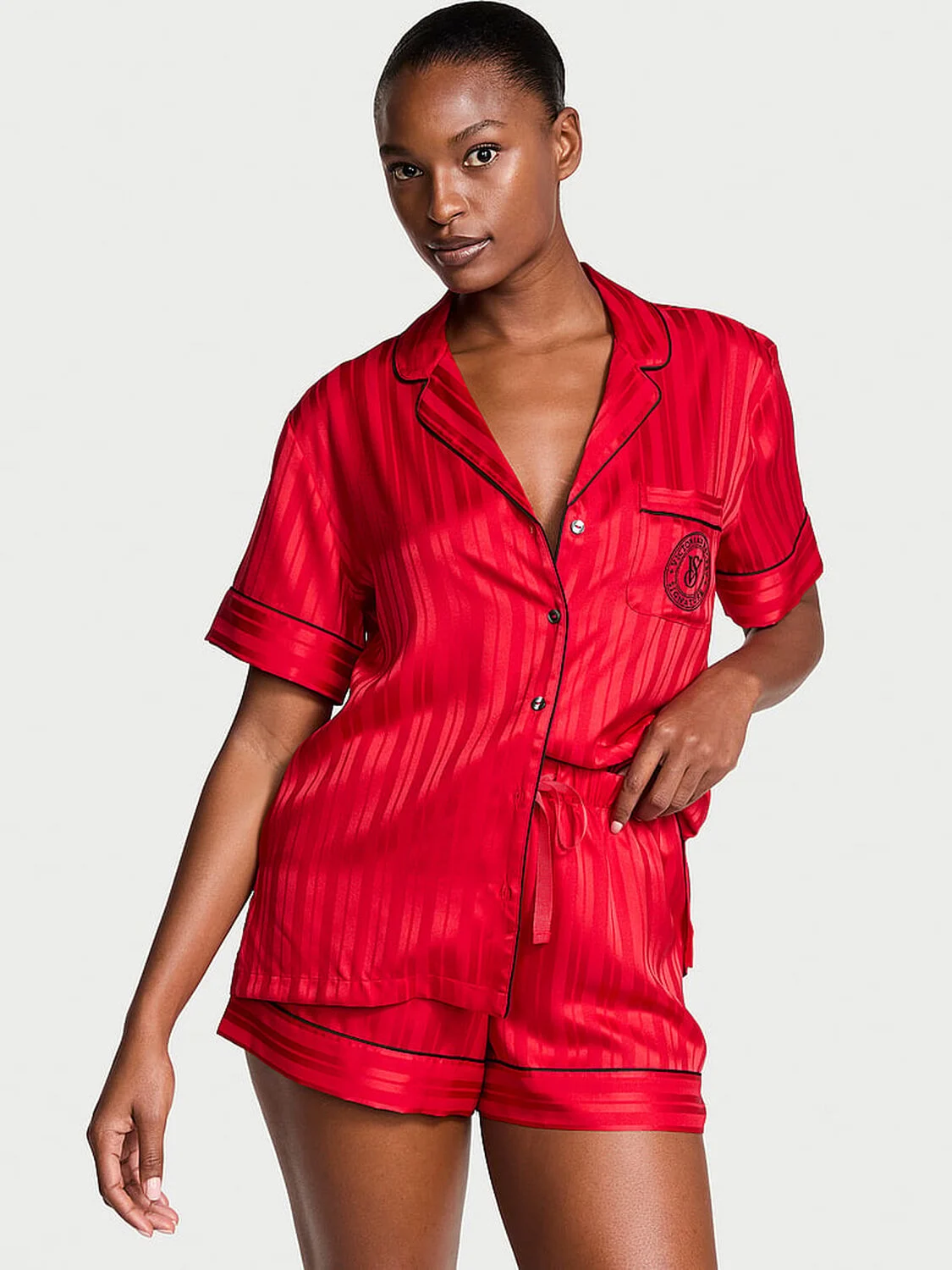 Піжама сатинова Satin Short Pajama Set Lipstick