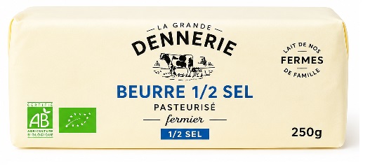 Beurre 1/2 sel pasteurisé bio fermier (1x250g)