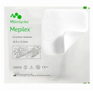 12.5×12.5см.Абсорбуюча пінопластова пов'язка Mepilex мінімізує біль.
