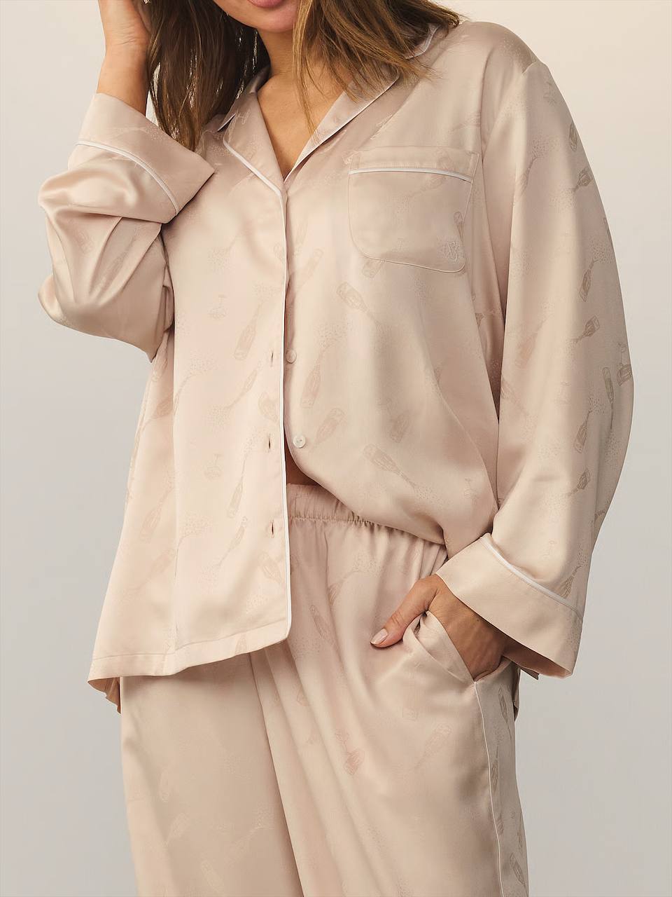 Піжама  Satin Long Pajama Set CHAMPAGNE