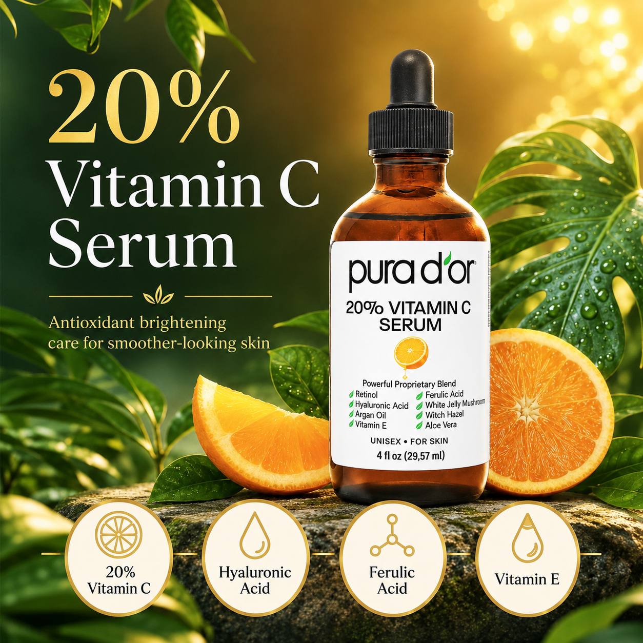 Pura D'or 20% Vitamin C Serum Cироватка з 20 % Вітаміну C 29,57 мл USA