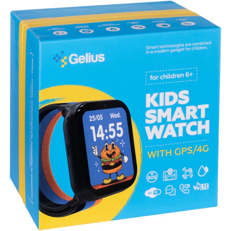 Дитячий смарт годинник Gelius Rainbow (GP-PK008) з GPS/4G Black