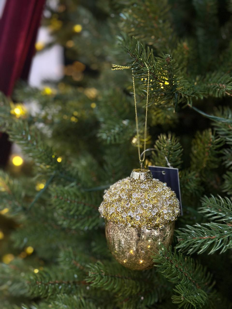 Ялинкова прикраса Жолудь з присипкою лід 10 см