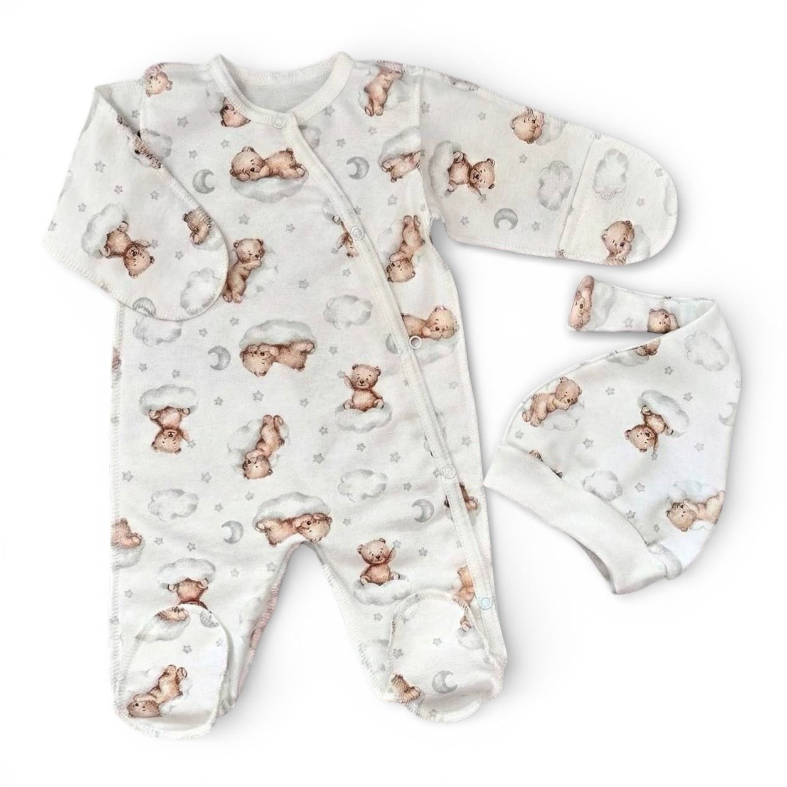 Комплект 2 предметний утеплений Ведмедик на хмаринці футер 56