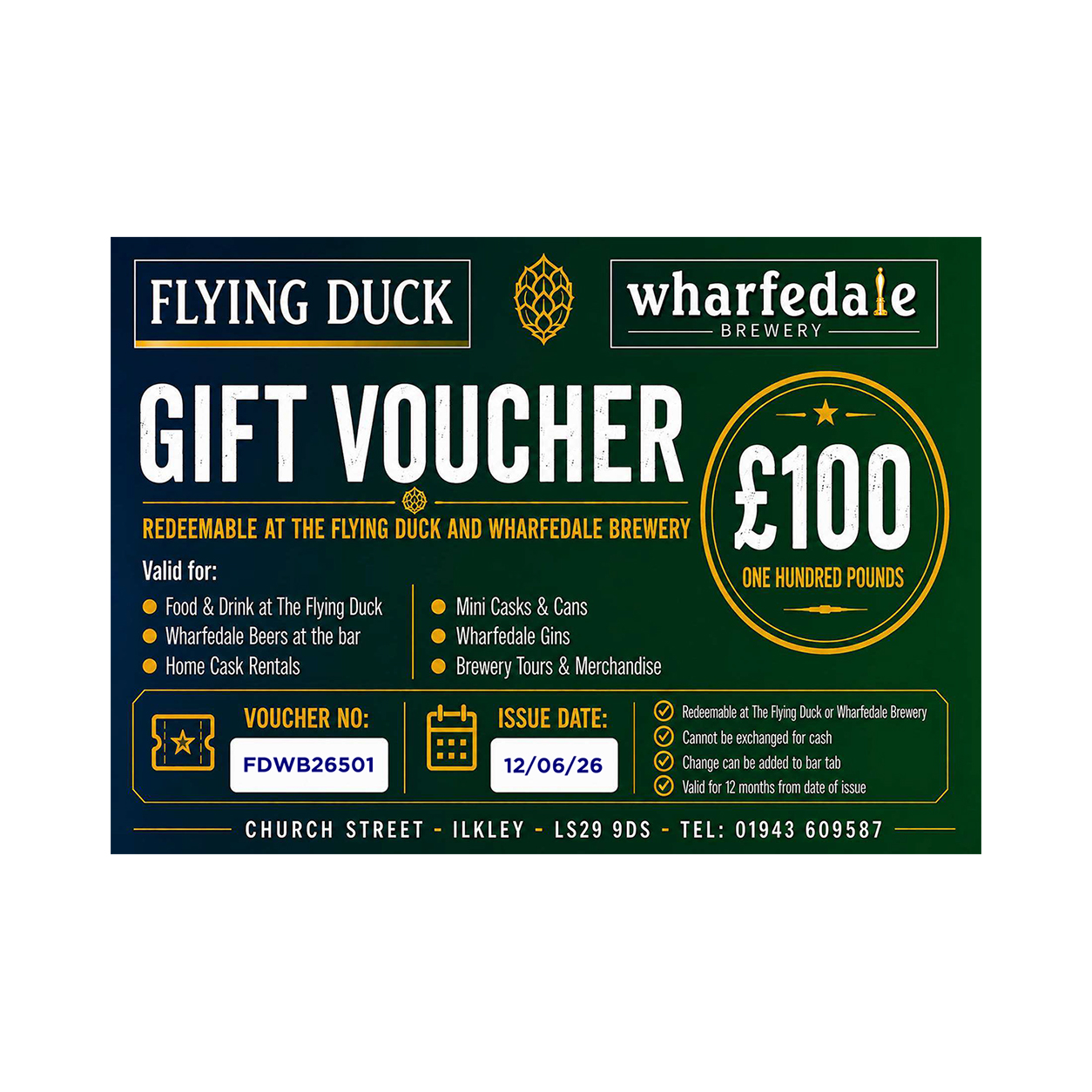 Wharfedale Brewery £100 Gift Voucher