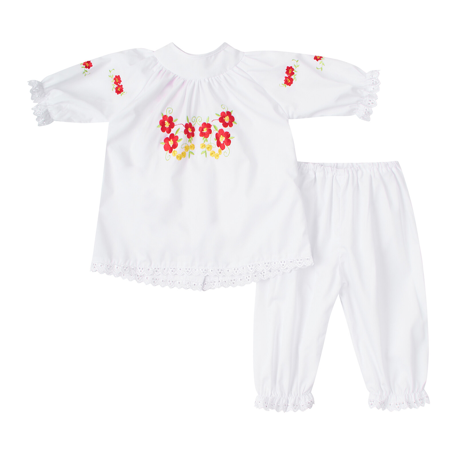 Набір для хрещення дівчинки з червоною вишивкою