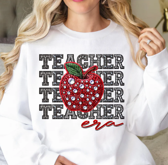 Teacher Faux Rhinestones Sweatshirt