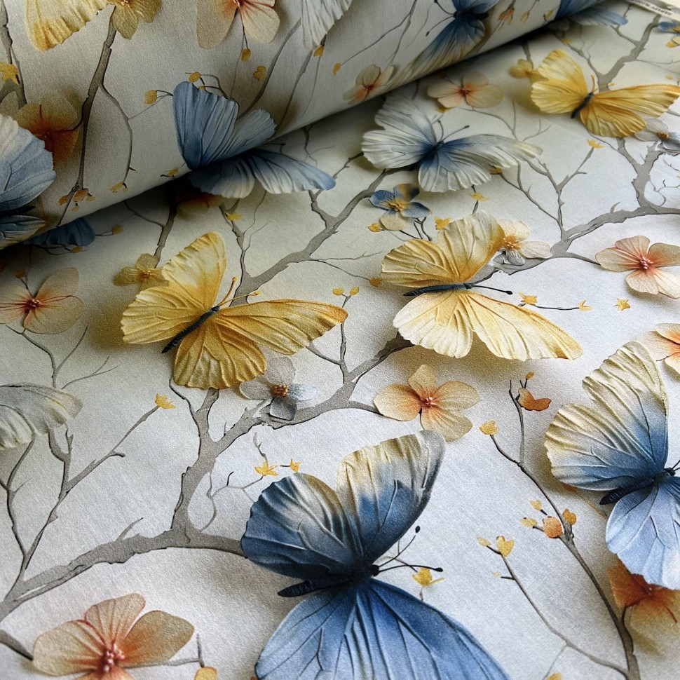 Тканина Поплін - Метелики патріотичні