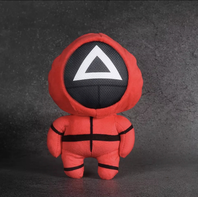 М'яка плюшева іграшка "Гра в Кальмара" з принтом Трикутник Червона Squid Game 20 см