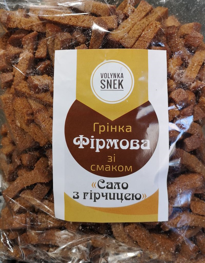 Грінки КРАФТ Фірмові (Шумер) "Сало з гірчицею" (ціна за 100 грам)