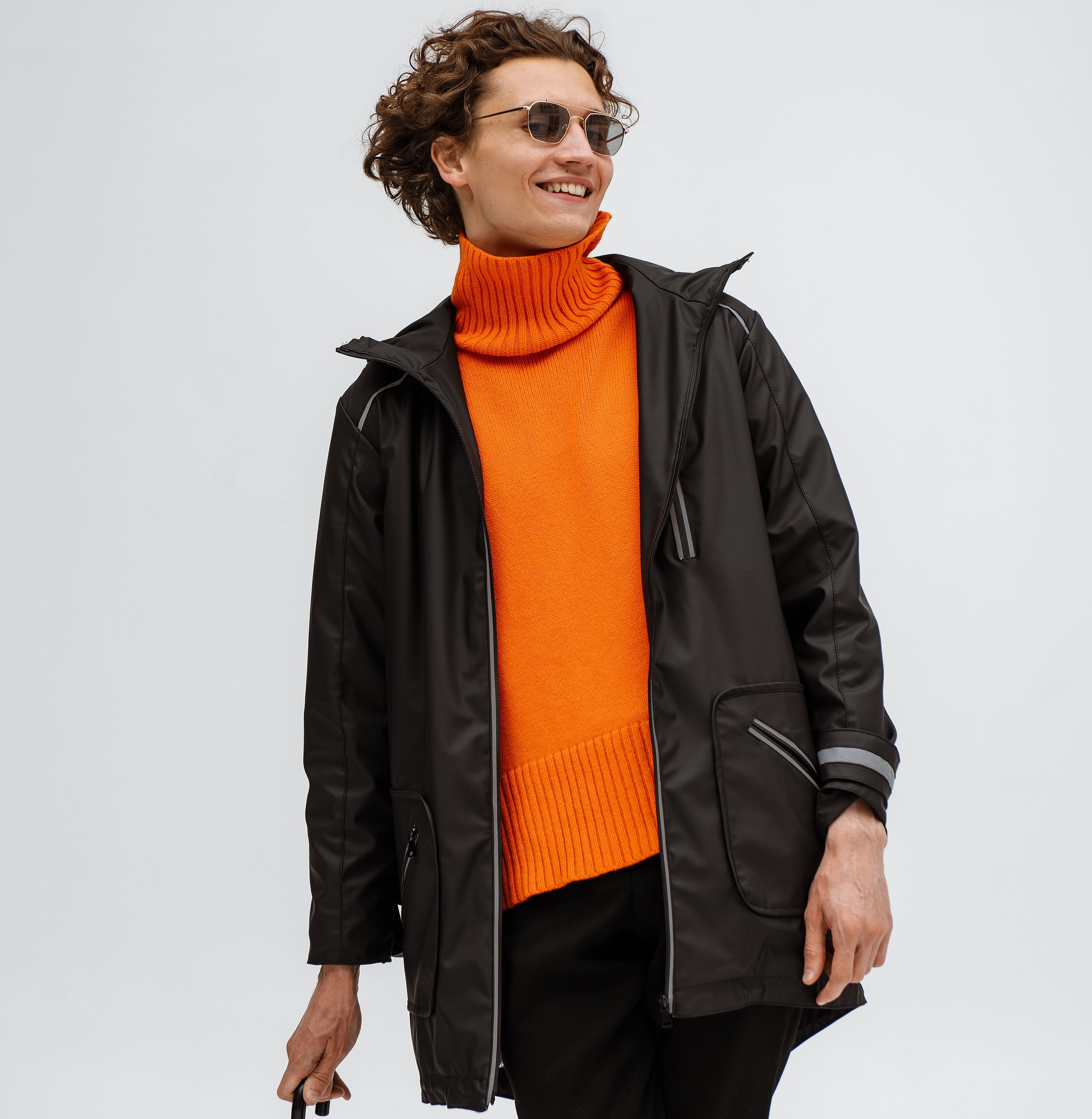 Жовтий чоловічий дизайнерський дощовик / Yellow Designer Raincoat for Men