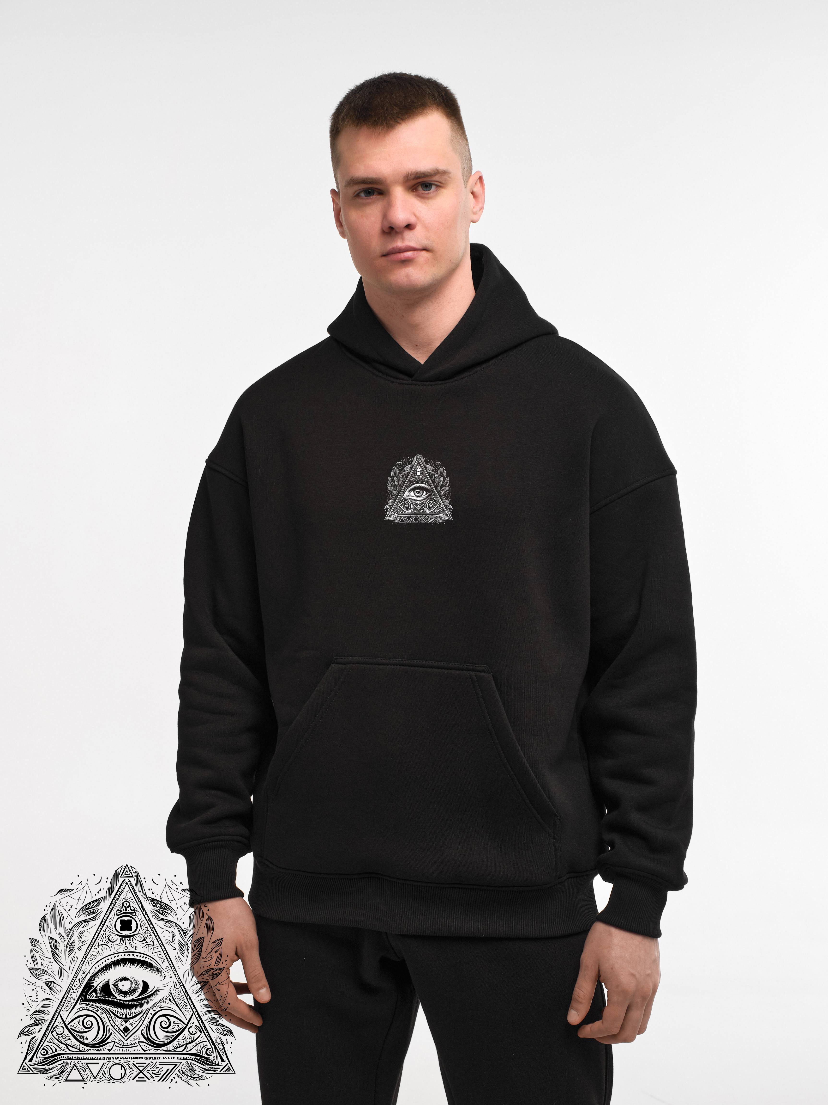 HOODIE "X-EYE" | POCKET | BLACK EMOTION | XH1