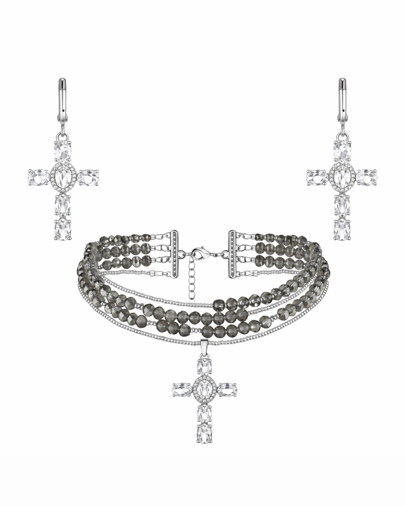 DIAMOND CROSS silver set