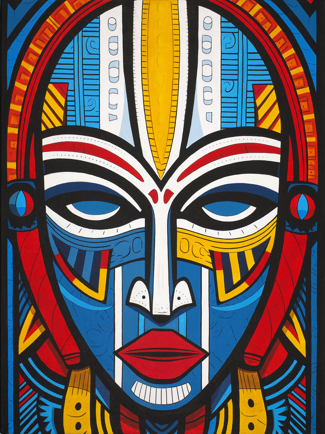 African Mask 3, 80x60 cm, original acrylic painting on canvas