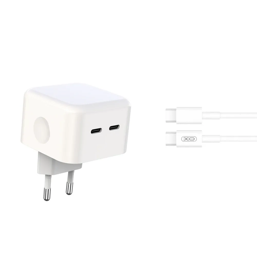 МЗП XO L102 (EU) 35W dual Type-c port fast charger with TYPE-C cable (NB124)