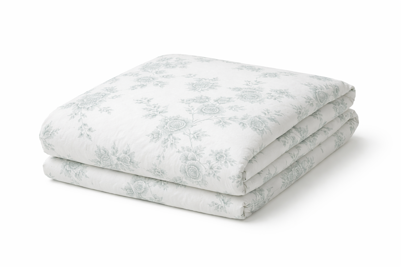 Підковдра  ранфорс принт "Зелені квіти на білому "