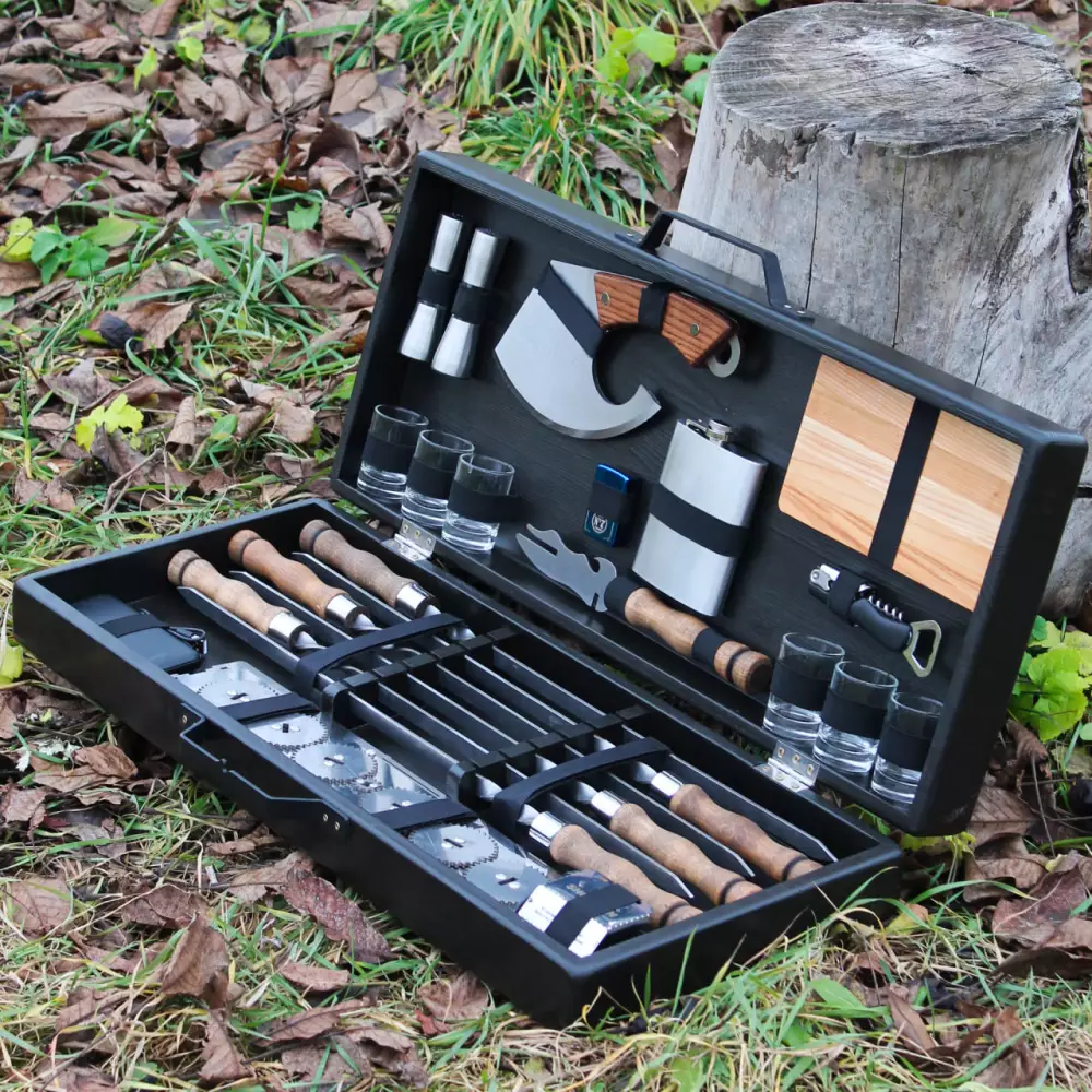 Набір шампурів в дерев'яній коробці ГЕТЬМАНСЬКИЙ