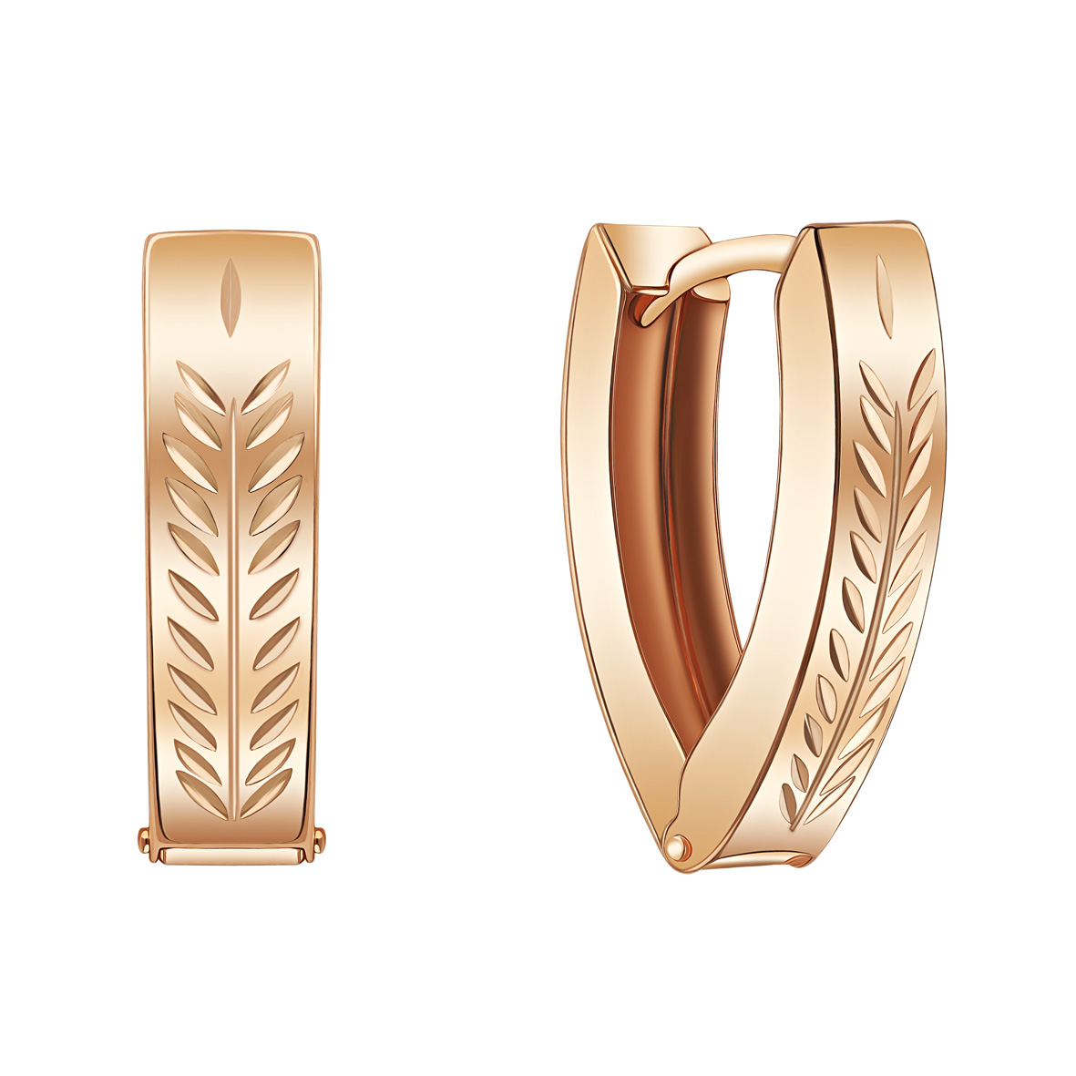 Aurelia – Creolen aus 585er Gold mit feinem Blattornament