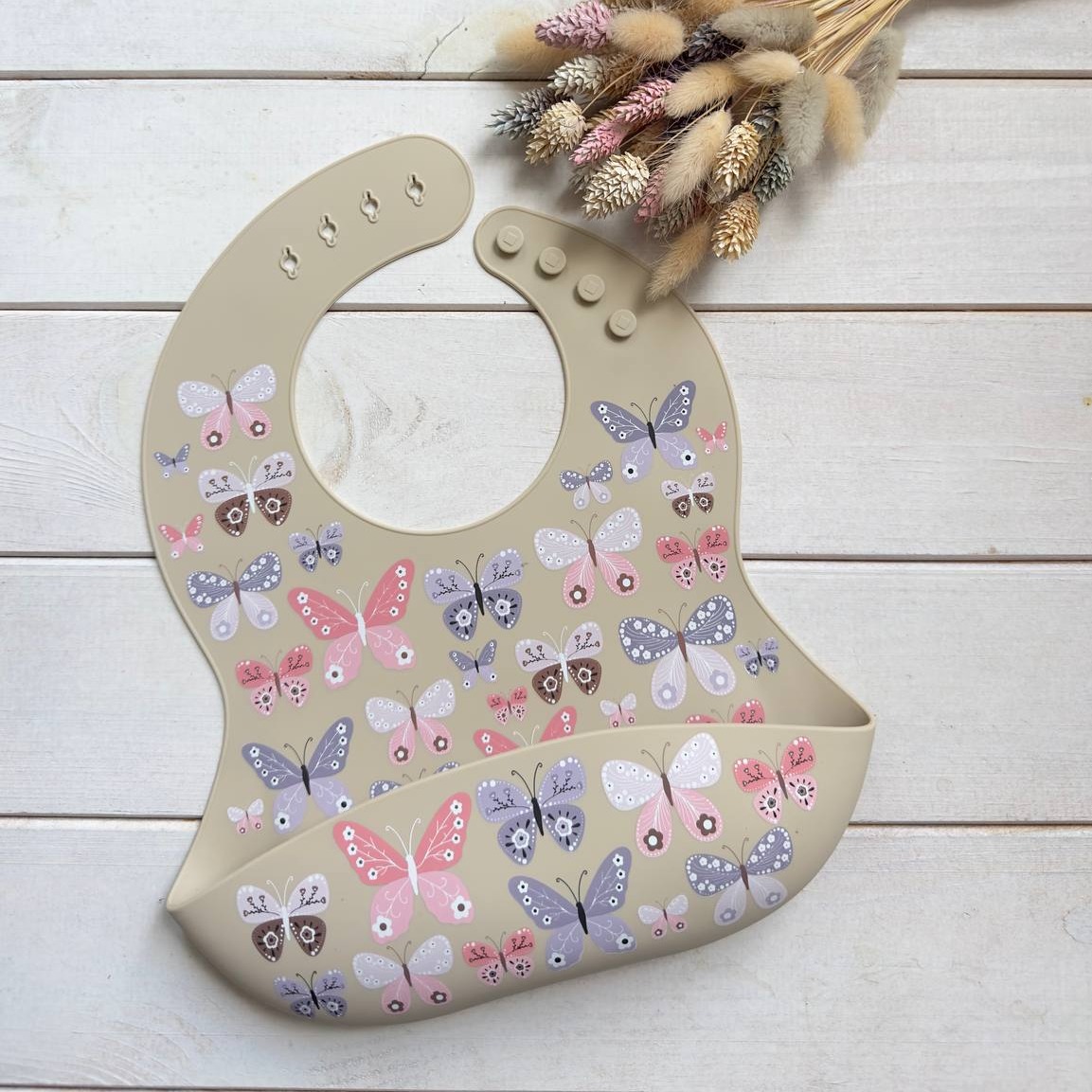 Силіконовий нагрудник принт "Метелики"