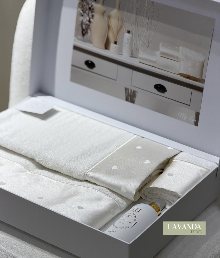 Банний комплект із трьох рушників плюс аромат для дому My Love преміум бренду Tivolyo Home