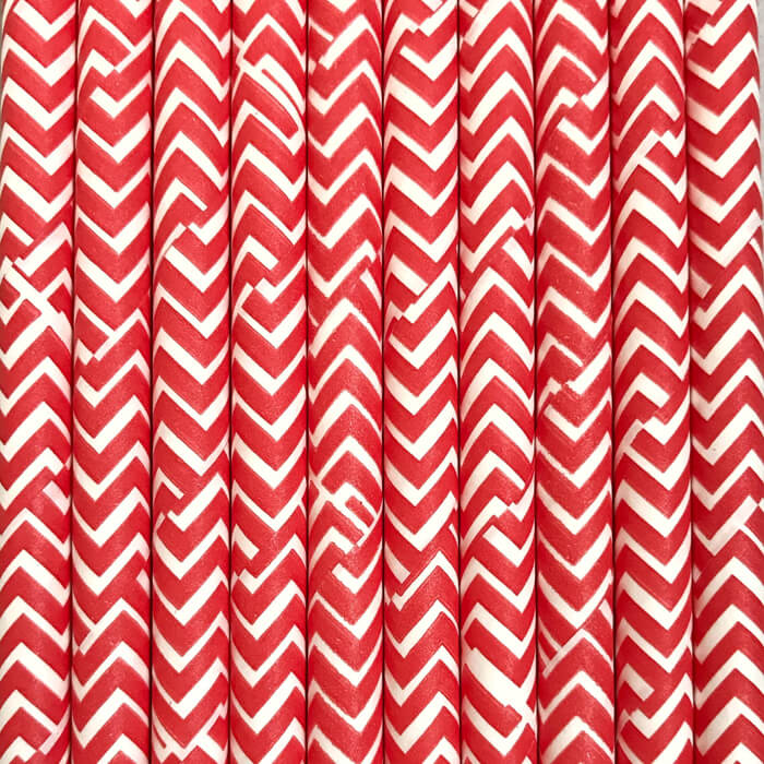 Трубочки червоні шеврон 25шт