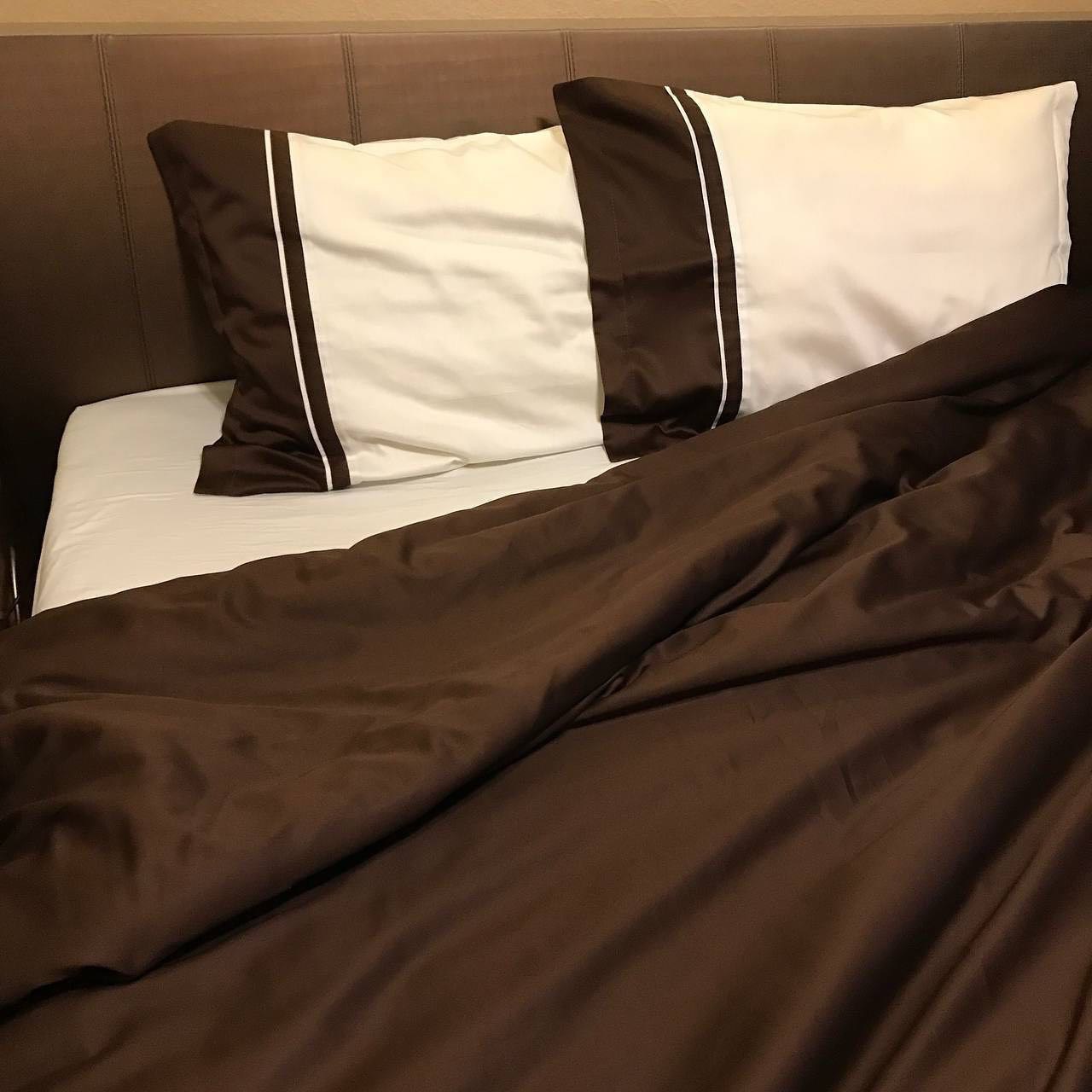 Постільна білизна з сатину, колір Світло-рожевий & Шоколад