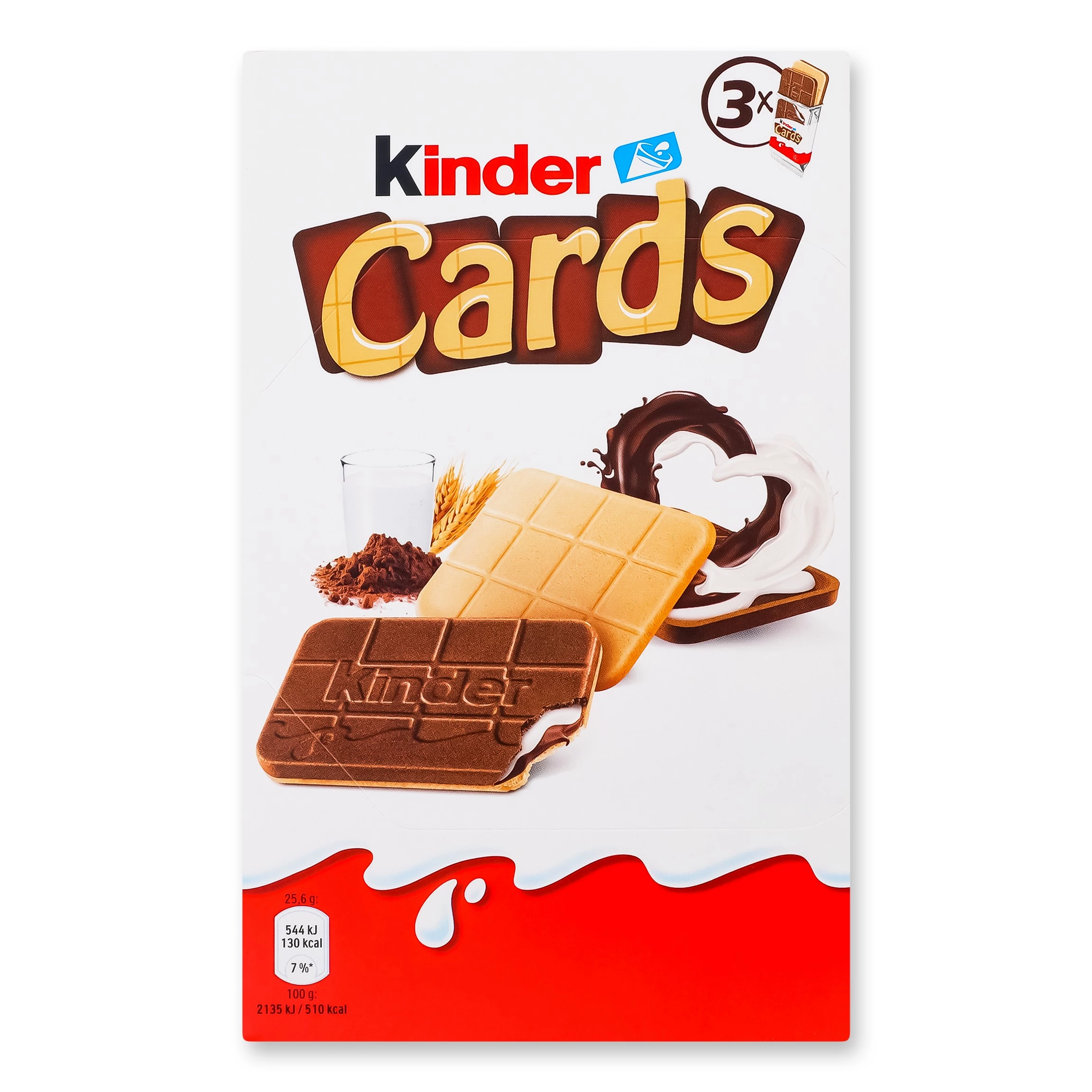 Вафлі Kinder Cards з молочною і какао начинкою 76.8 г