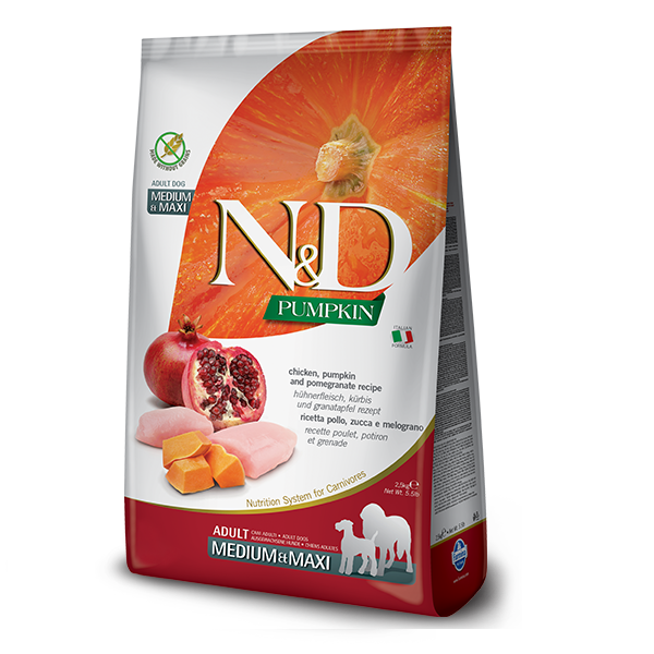 Фарміна дог сух N&D Grain Free PUMPKIN CHICKEN & POMEGRANATE ADULT MEDIUM & MAXI 2,5 kg 33260