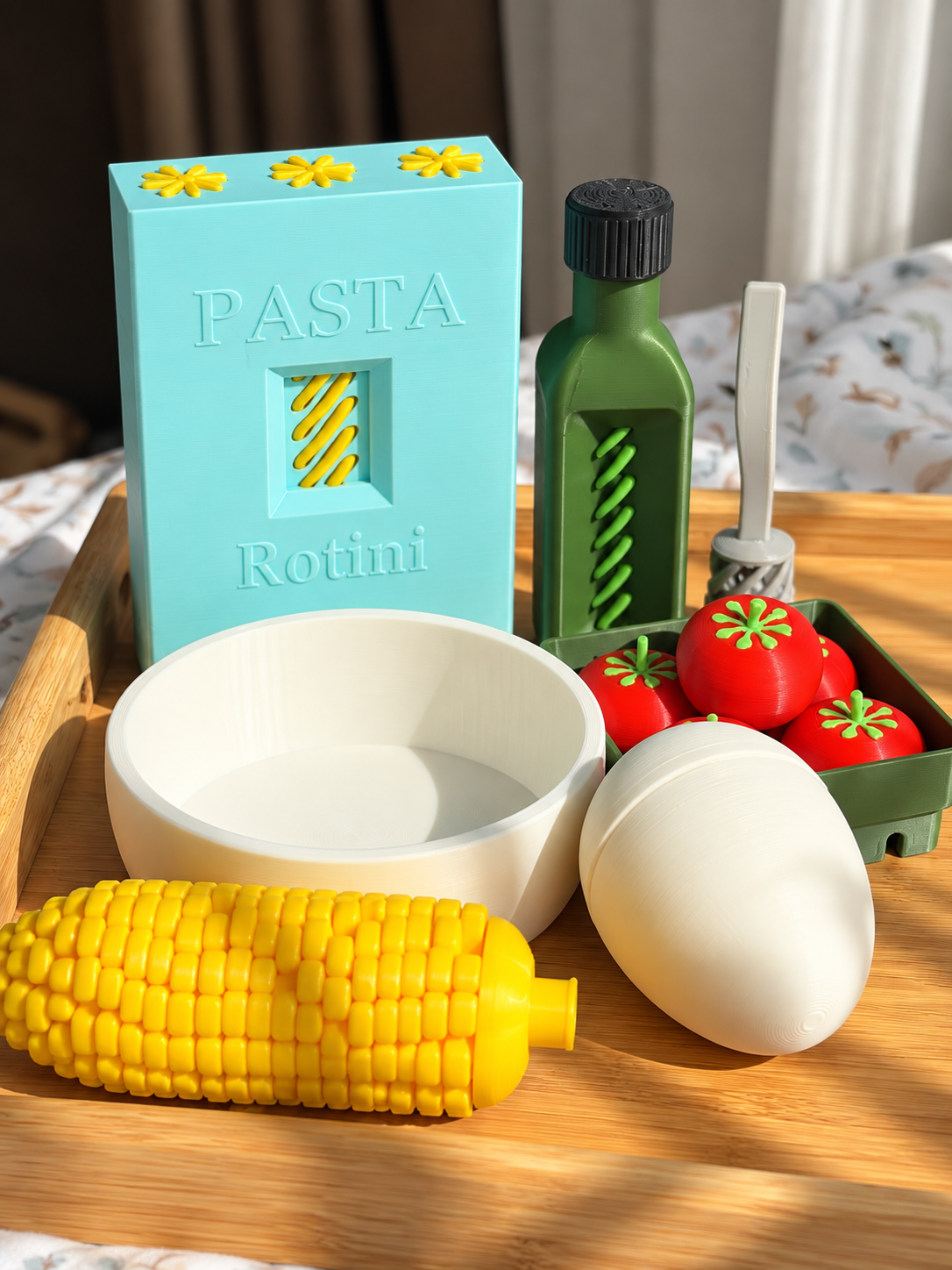 Великий ігровий набір продуктів для дитячої кухні - Pasta Set (макарошки, кукурудза, олія, яйце, помідоки)