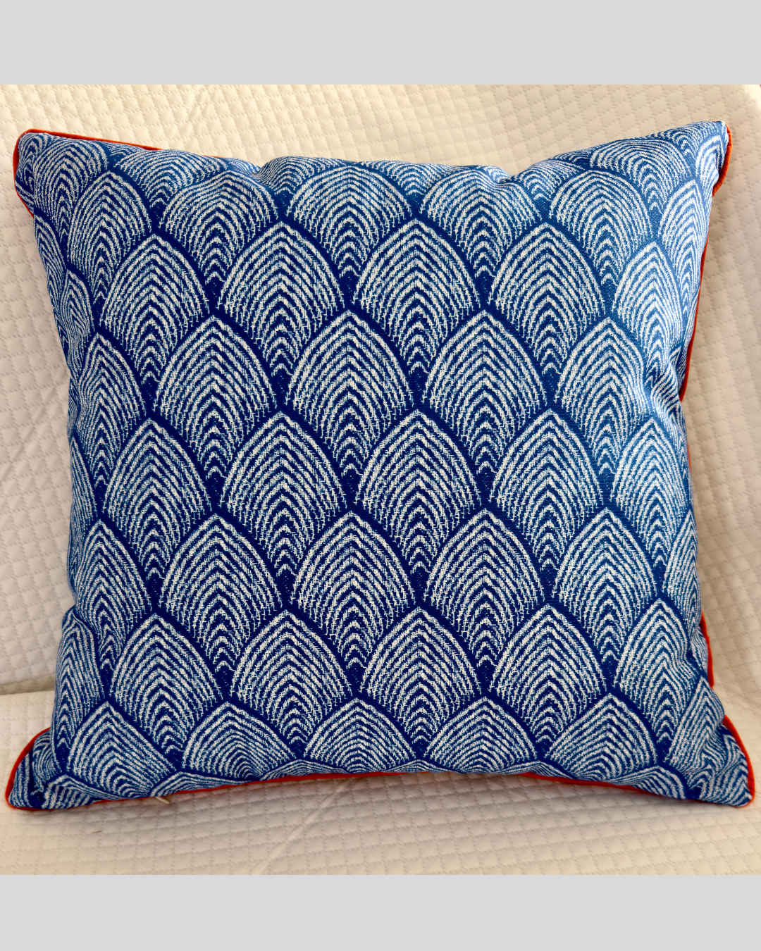 Pillow Blue stripes with orange line