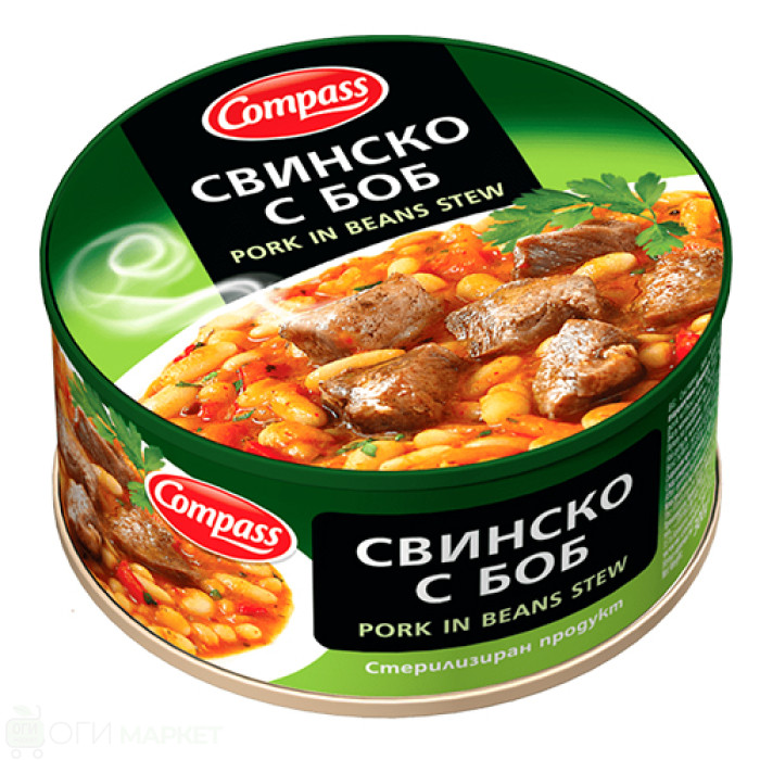 🇧🇬 "COMPASS" Свинина с фасолью, 300 гр.