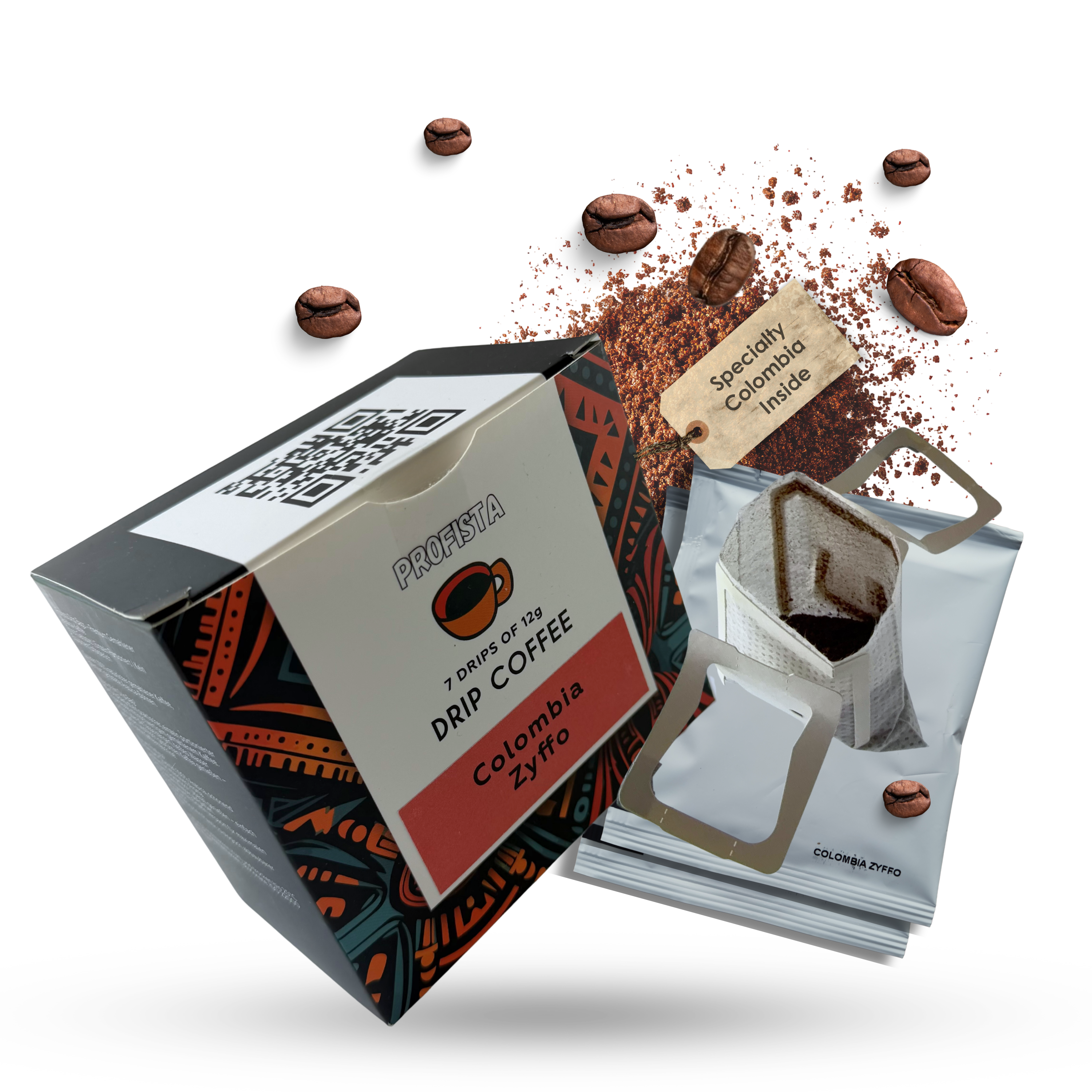 Drip Coffee Colombia Zyffo | Premium Gemahlener Arabica-Kaffee | Single Origin Colombia 7×12 g