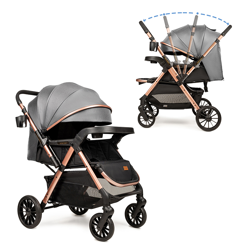 Прогулянкова коляска з перекидною ручкою NINOS MAXI 2 NEW Grey Gold