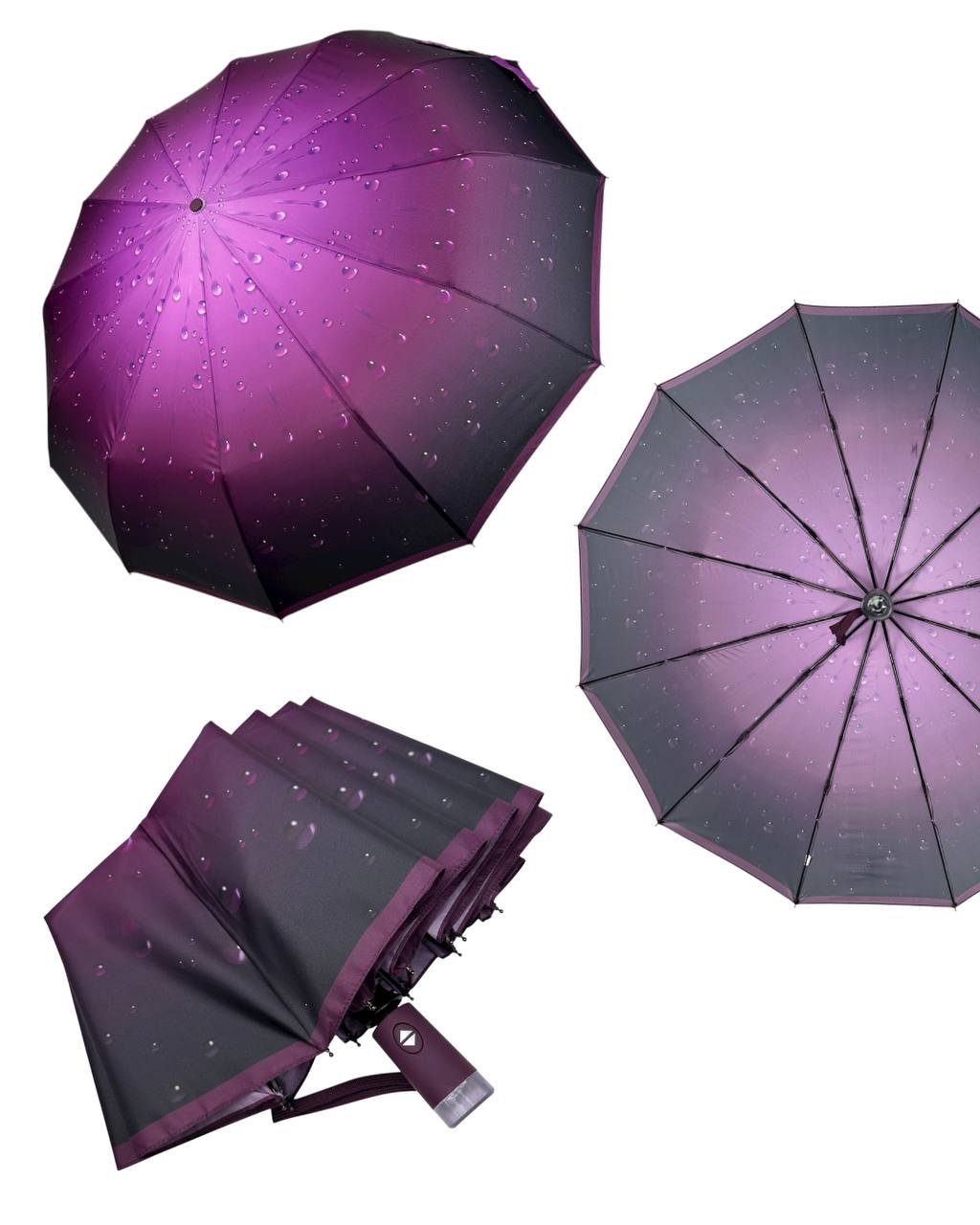 Жіноча автоматична парасоля на 12 спиць від Bellissimo з принтом крапель