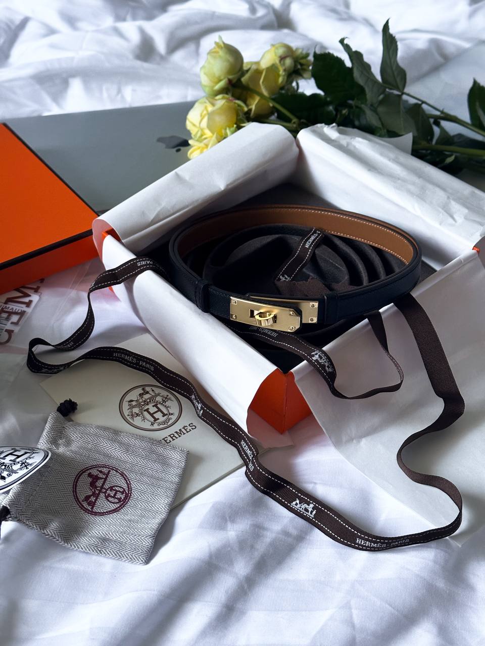 Hermes Kelly 18 Belt Black Leather