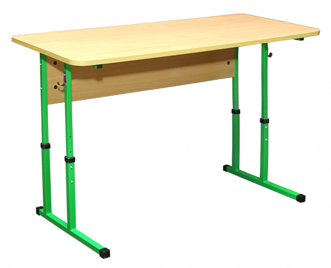 Стіл учнівський 2-місний, регулюється на ростові групи № 4-6, каркас – квадратна труба KOMODO.