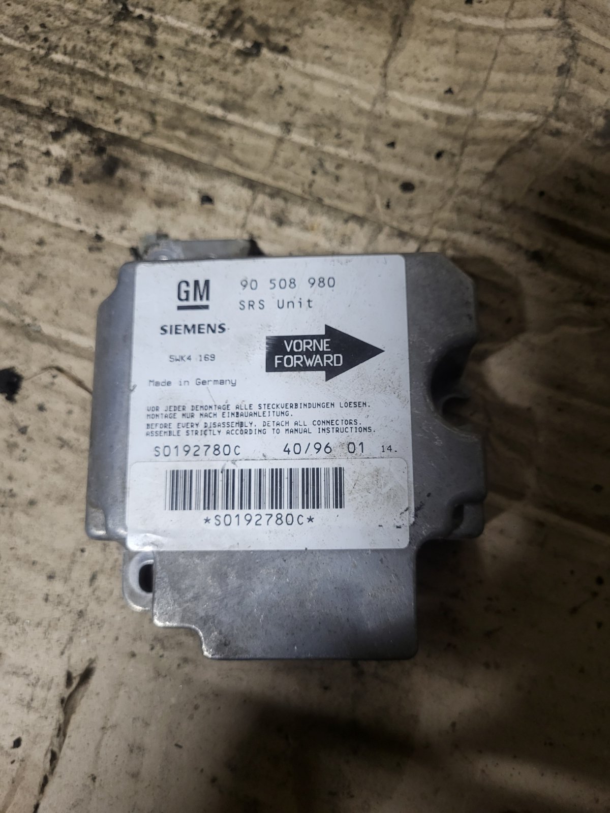 Блок керування AirBag (подушок безпеки) SRS Opel Vectra B