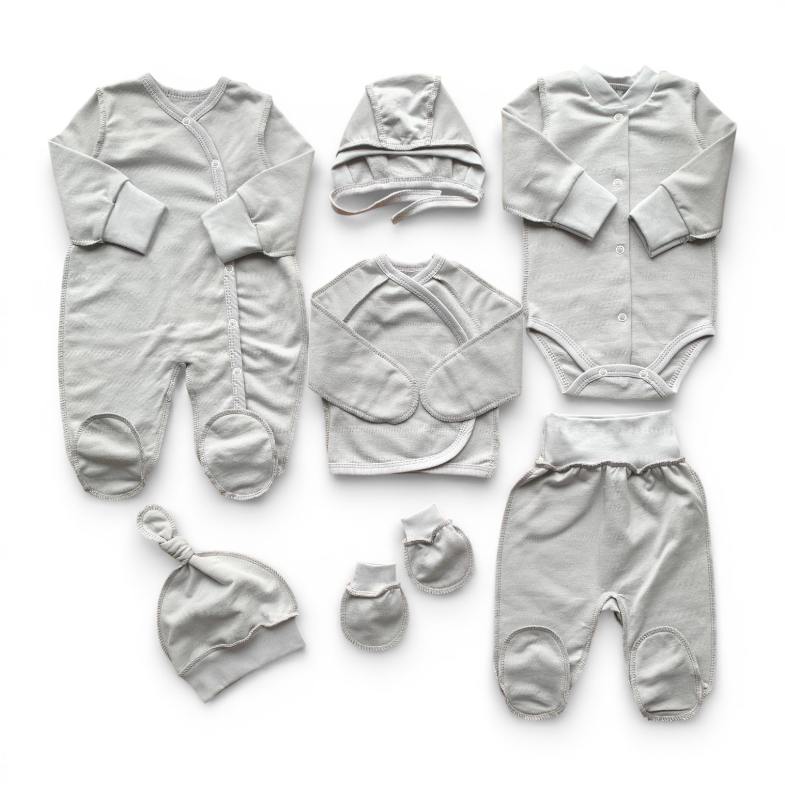 Комплект 7-ми предметний утеплений однотонний сірий футер 56